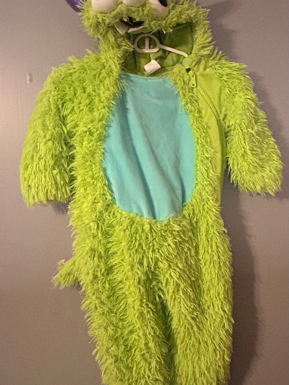 Disney Store Green Monster Plush Hooded Halloween Costume Toddler 2-3T GUC